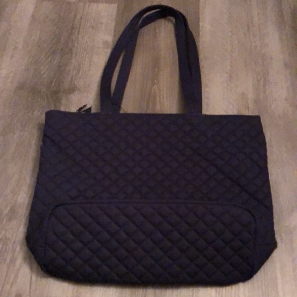 Vera Bradley Small Vera Tote Quilted Navy Recycled Cotton Santa Turtle OS NWT - Picture 9 of 16